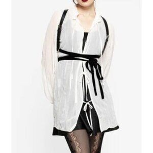 Distubria Villain Textured Blouse Top Women Size US 18 NWT Relaxed Longline Fit